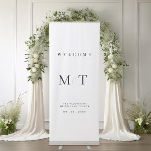 Elegant Monogram Minimalist Wedding Welcome Retractable Banner