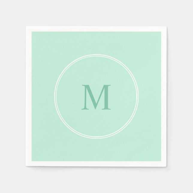 Elegant Monogram Mint Green Template Modern Napkin (Front)