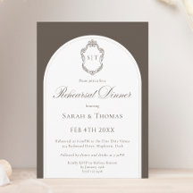 Elegant Monogram Mocha Wedding Rehearsal Dinner