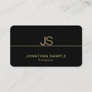 Elegant Monogram Modern Black and Gold Elite Business Card