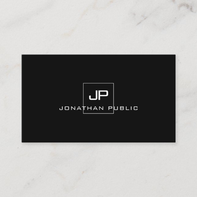 Elegant Monogram Modern Black And White Template Business Card (Front)