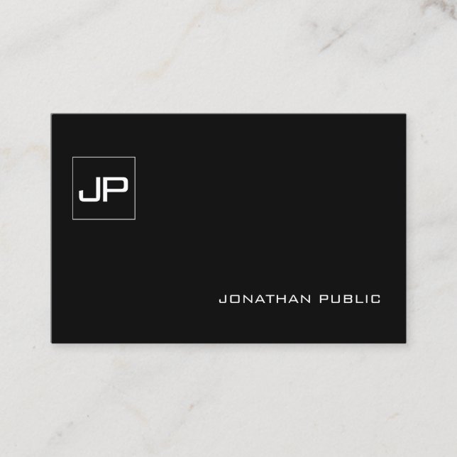 Elegant Monogram Modern Black White Fashionable Business Card (Front)