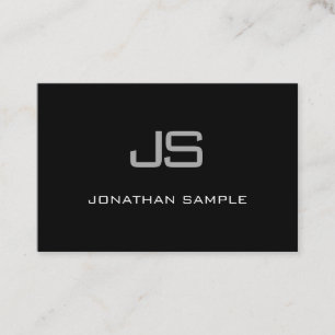 Elegant Monogram Modern Black White Pretty Plain Business Card