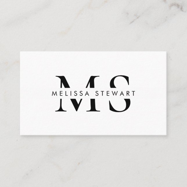 Elegant monogram modern black white professional business card (Front)
