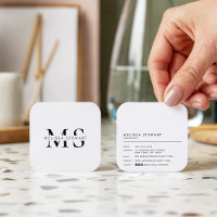 Elegant monogram modern black white rounded