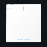 Elegant Monogram Modern Blue White Notepad<br><div class="desc">Easily add your custom monogram initial and name to this modern blue and white notepad.</div>