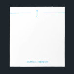 Elegant Monogram Modern Blue White Notepad<br><div class="desc">Easily add your custom monogram initial and name to this modern blue and white notepad.</div>