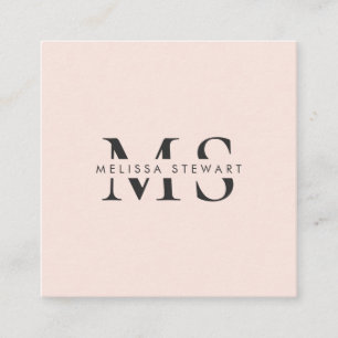 Elegant monogram modern blush pink professional square business card