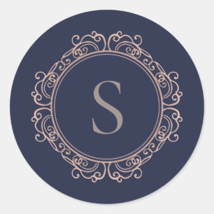 Elegant Monogram Modern Classic Classic Round Sticker
