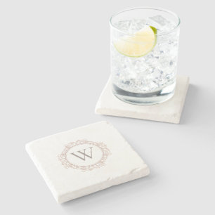 Elegant Monogram Modern Classic Copper Blush Stone Coaster