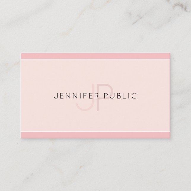 Elegant Monogram Modern Design Trendy Pink Plain Business Card (Front)