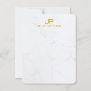 Elegant Monogram Modern Gold White Marble Simple Card