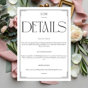 Elegant Monogram Modern Minimalist Details Card