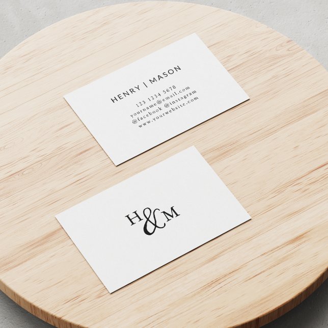 Elegant Monogram Modern Minimalist Partnership Business Card (Creator Uploaded)