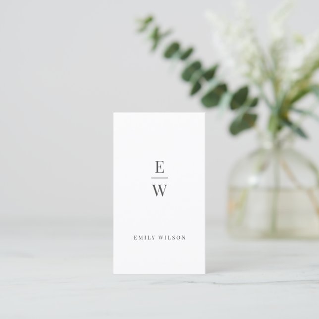 Elegant Monogram Modern Minimalist Professional Bu Business Card (Standing Front)