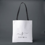 Elegant Monogram Modern Minimalist  Tote Bag<br><div class="desc">Personalise this stylish tote bag with your name initial monogram. Design features a simple custom monogram design in a classic black modern minimalist typography on a black background. Easy to customise. Perfect as a gift item for all your loved ones. Grab one for yourself as well.</div>