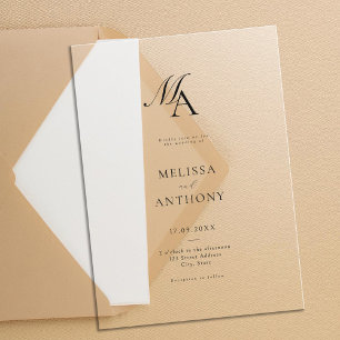 Elegant Monogram Modern Minimalist Wedding Acrylic Invitations