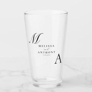Elegant Monogram Modern Minimalist Wedding Glass