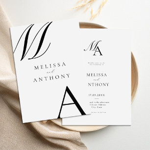 Elegant Monogram Modern Minimalist Wedding Invitation