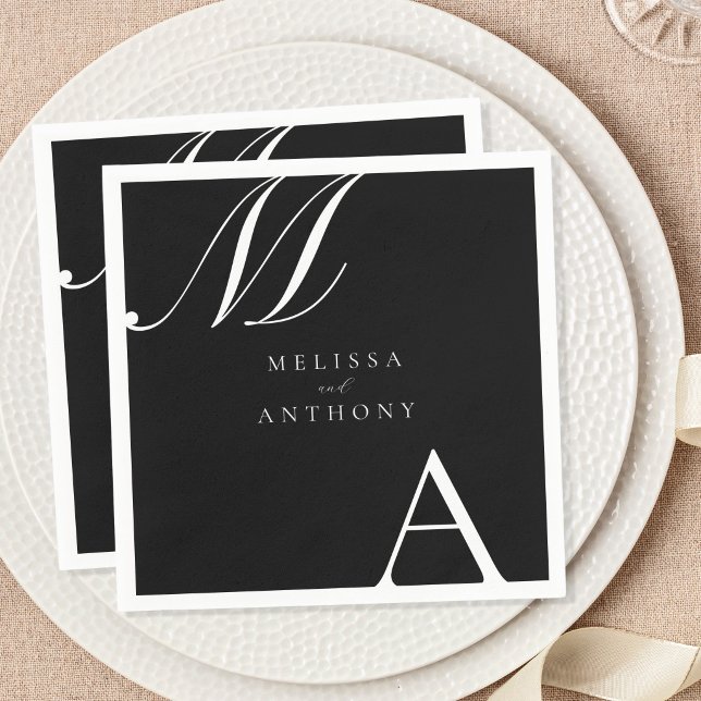 Elegant Monogram Modern Minimalist Wedding Napkin (Creator Uploaded)