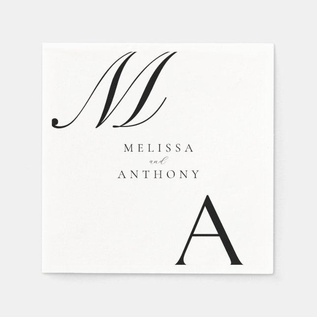 Elegant Monogram Modern Minimalist Wedding Napkin (Front)