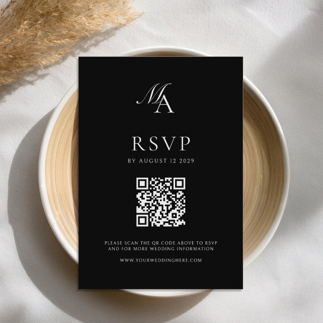Elegant Monogram Modern Minimalist Wedding RSVP Card (Creator Uploaded)