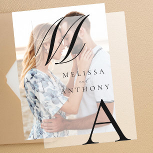 Elegant Monogram Modern Minimalist Wedding Vellum Invitations