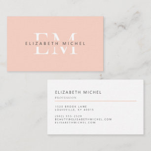 Elegant monogram modern peach professional business card