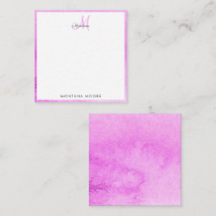 Elegant Monogram Modern Pink Watercolor Abstract Card