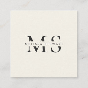 Elegant monogram modern plain beige professional square business card