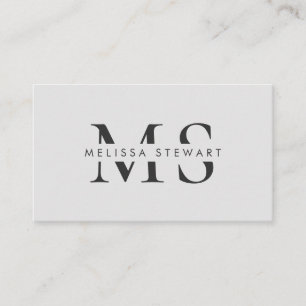 Elegant monogram modern plain grey professional business card