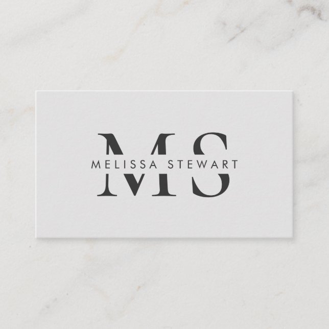 Elegant monogram modern plain grey professional business card (Front)