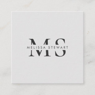 Elegant monogram modern plain grey professional square business card