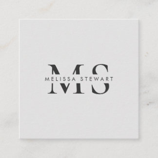 Elegant monogram modern plain grey professional square business card