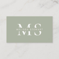 Elegant monogram modern sage green professional