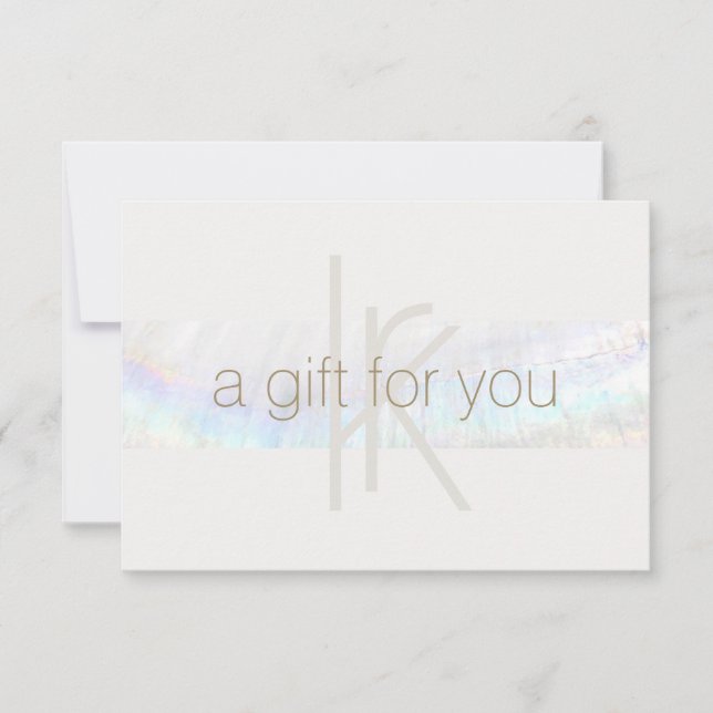 Elegant Monogram Modern Seashell Gift Certificate  Thank You Card (Front)