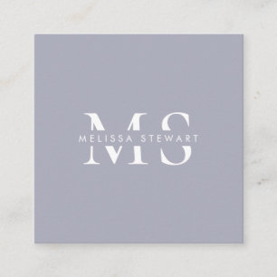 Elegant monogram modern silver grey professional square business card