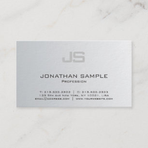 Elegant Monogram Modern Silver Look Design Luxury Business Card