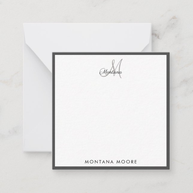 Elegant Monogram Modern Simple Girly Black Card (Front)