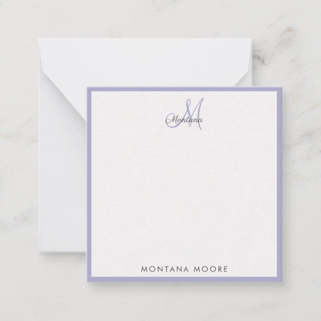 Elegant Monogram Modern Simple Girly Peri Purple Card (Front)