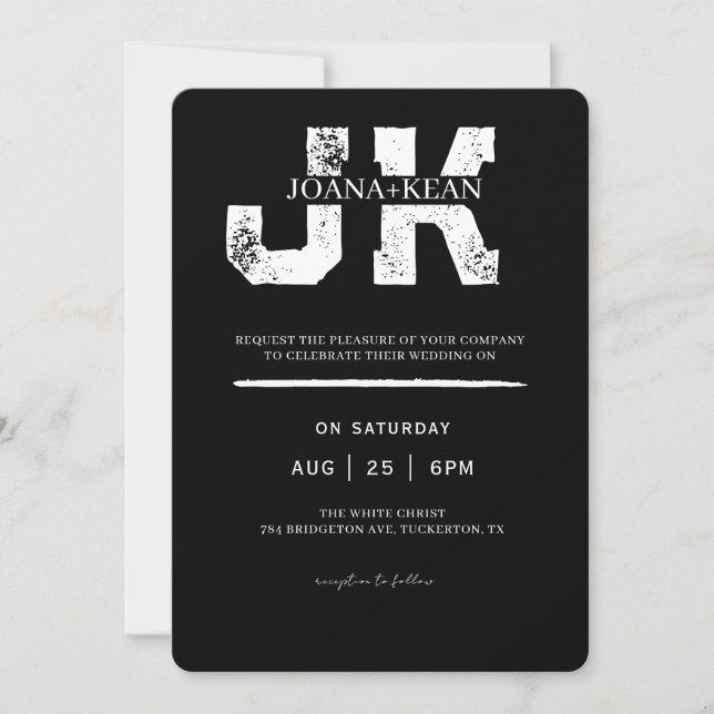 Elegant Monogram Modern Wedding Invitation (Front)