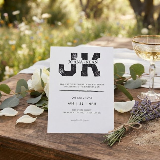 Elegant Monogram Modern Wedding Invitation (Creator Uploaded)