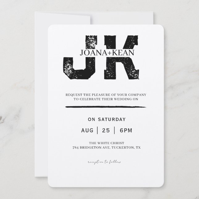Elegant Monogram Modern Wedding Invitation (Front)