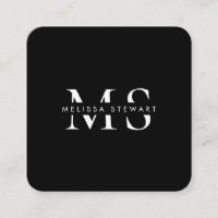 Elegant monogram modern white black rounded