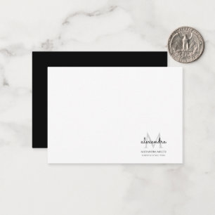Elegant Monogram Name Black and White Card