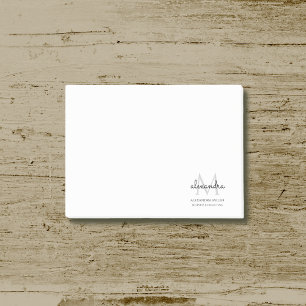 Elegant Monogram Name Black and White Post-it Notes