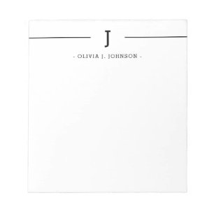 Elegant Monogram Name Black White Notepad