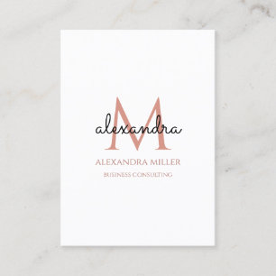Elegant Monogram Name Blush Pink White Black Business Card
