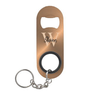 Elegant Monogram Name Bronze Metallic Mens 