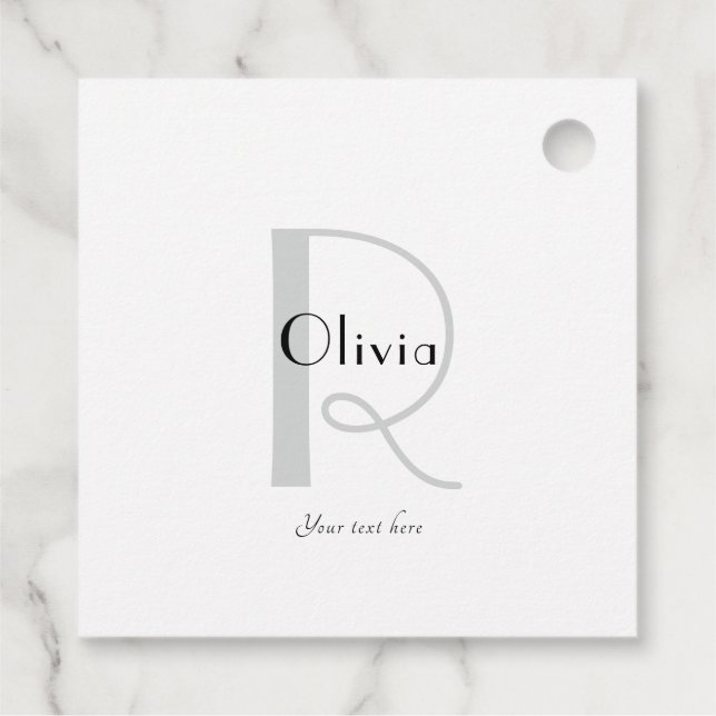 Elegant Monogram Name Favour Tags (Back)